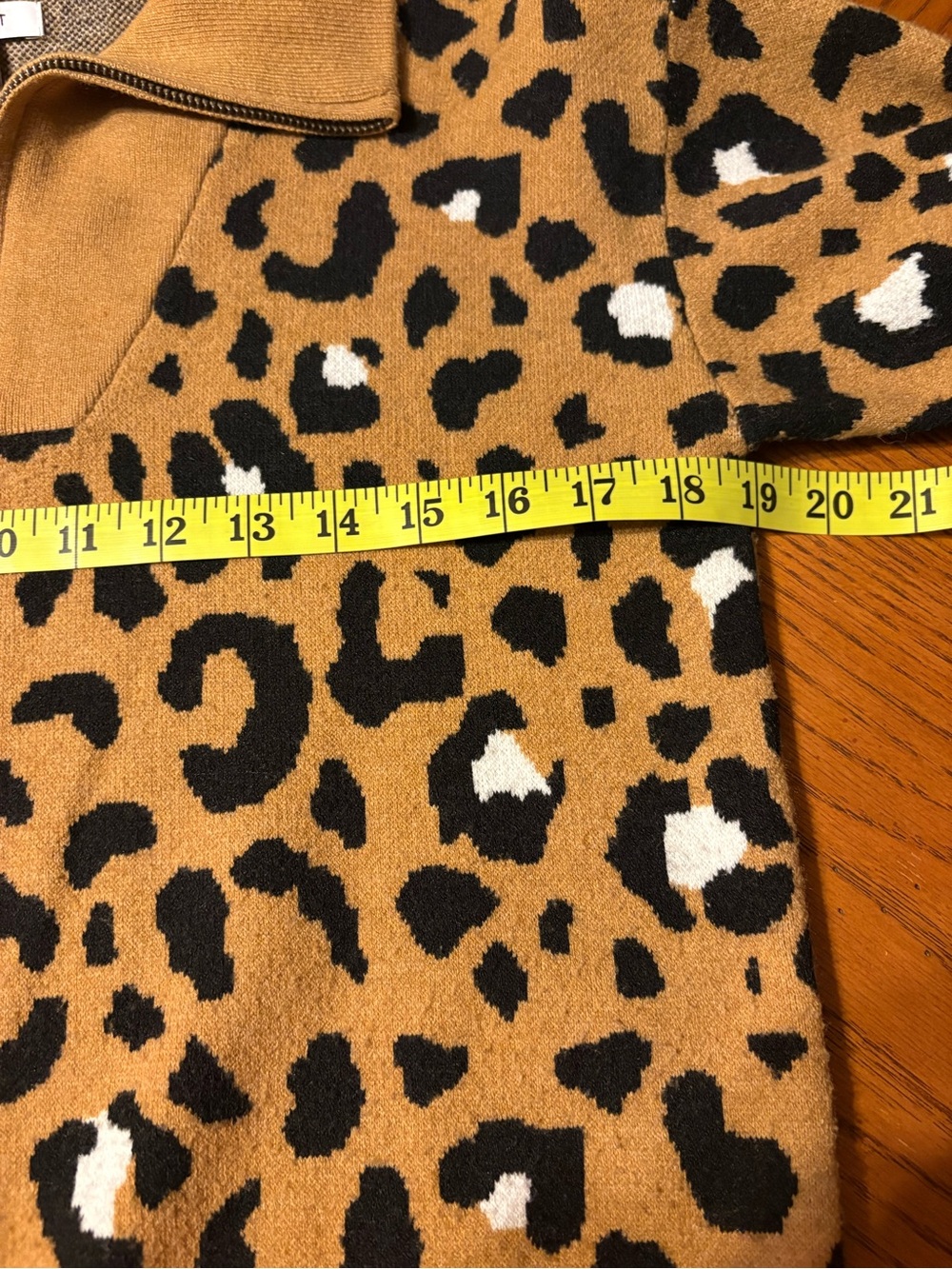 Nine West Leopard Print Quarter-Zip Sweater in Camel and Black small - Picture 4 of 7